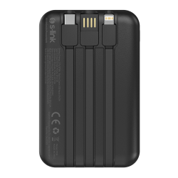 S-Link P104 Powerbank 10 000 mAh z wbudowanymi kablami, HSC 22.5W, PD 20W, czarny