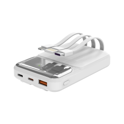 S-Link P104 Powerbank 10 000 mAh z wbudowanymi kablami, HSC 22.5W, PD 20W, biały