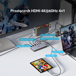 Unitek Przełącznik 4K HDMI/USB-C 4 in 1 out