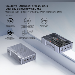 Unitek Obudowa RAID 2xM.2 NVMe/SATA 20Gbps z klonowaniem offline