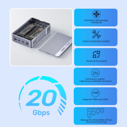 Unitek Obudowa RAID 2xM.2 NVMe/SATA 20Gbps z klonowaniem offline