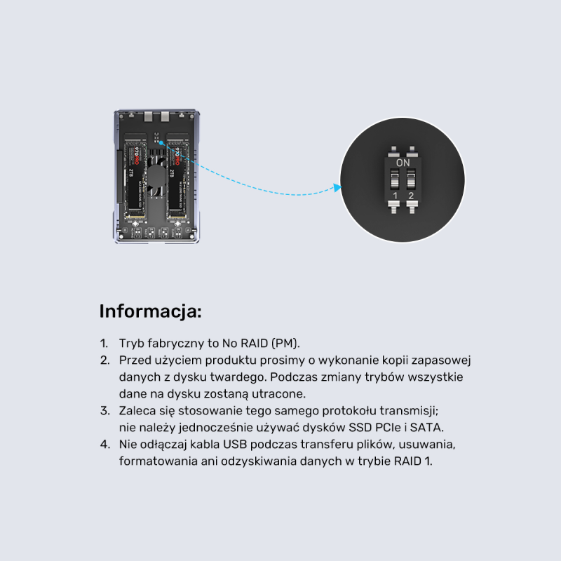 Unitek Obudowa RAID 2xM.2 NVMe/SATA 20Gbps z klonowaniem offline