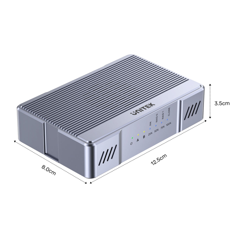 Unitek Obudowa RAID 2xM.2 NVMe/SATA 20Gbps z klonowaniem offline