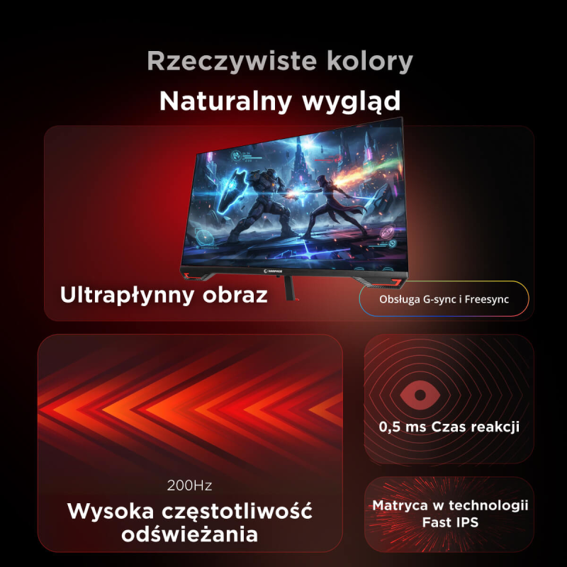 Rampage Crimson Monitor gamingowy 24,5'' 200Hz 0,5 ms Fast IPS
