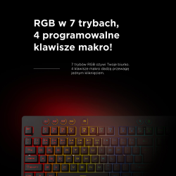 Rampage Klawiatura gamingowa z podstawką Simula RGB Makro czarna