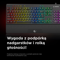Rampage Klawiatura gamingowa z podstawką Simula RGB Makro czarna