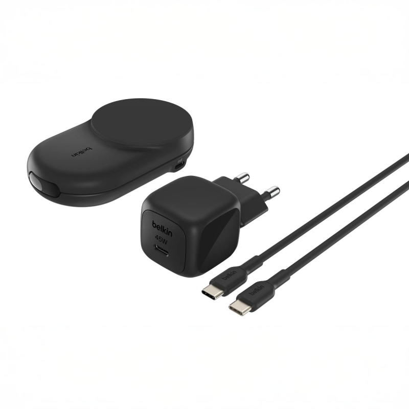 Belkin Ładowarka magnetyczna Qi2 25 W, składana 2w1, zasilacz 45W, czarna