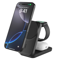 Belkin Ładowarka magnetyczna Qi2 25W, 3w1, składana, zasilacz 45W, czarna