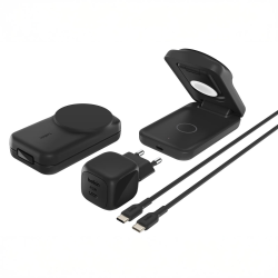 Belkin Ładowarka magnetyczna Qi2 25W, 3w1, składana, zasilacz 45W, czarna