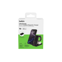 Belkin Ładowarka magnetyczna Qi2 25W, 3w1, składana, zasilacz 45W, czarna