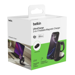 Belkin Ładowarka magnetyczna Qi2 25W, 3w1, składana, zasilacz 45W, czarna