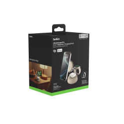 Belkin Ładowarka magnetyczna Qi2 25W, 3w1, zasilacz 45W, kremowa