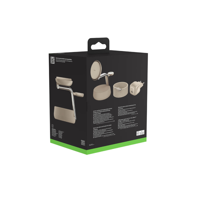Belkin Ładowarka magnetyczna Qi2 25W, 3w1, zasilacz 45W, kremowa