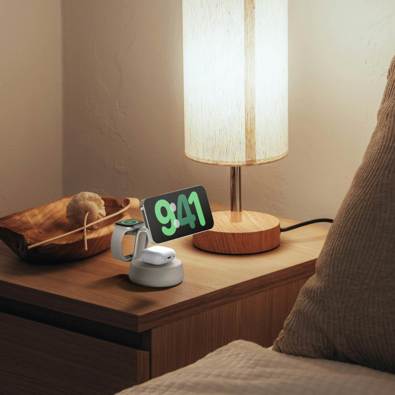 Belkin Ładowarka magnetyczna Qi2 25W, 3w1, zasilacz 45W, kremowa