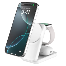 Belkin Ładowarka magnetyczna Qi2 25W, 3w1, składana, zasilacz 45W, biała