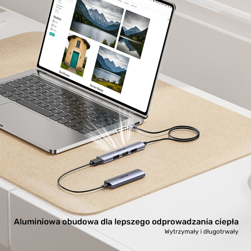 Unitek Kompaktowy hub USB-A 4 w 1 1x 5 Gbps 3x 480 Mbps