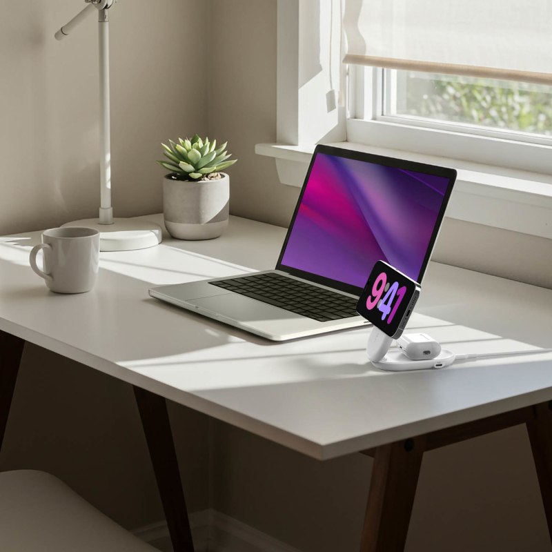 Belkin Ładowarka magnetyczna Qi2 25 W, składana 2w1, zasilacz 45W, biała