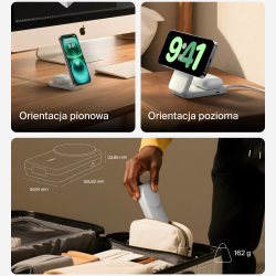 Belkin Ładowarka magnetyczna Qi2 25 W, składana 2w1, zasilacz 45W, biała