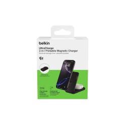Belkin Ładowarka magnetyczna Qi2 25W, składana 2w1, zasilacz 45W, czarna