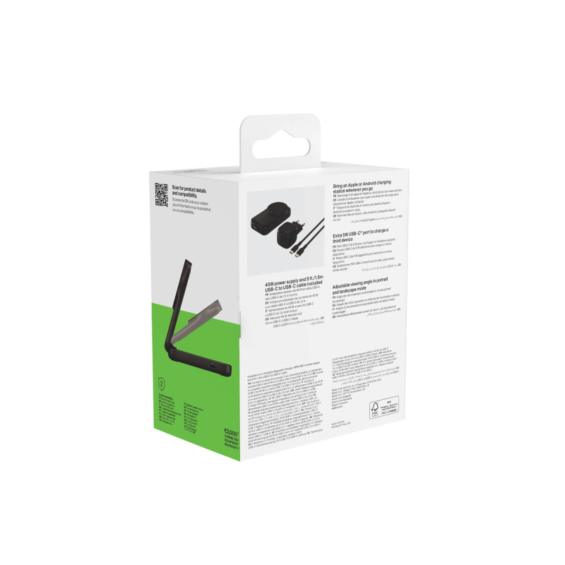 Belkin Ładowarka magnetyczna Qi2 25W, składana 2w1, zasilacz 45W, czarna