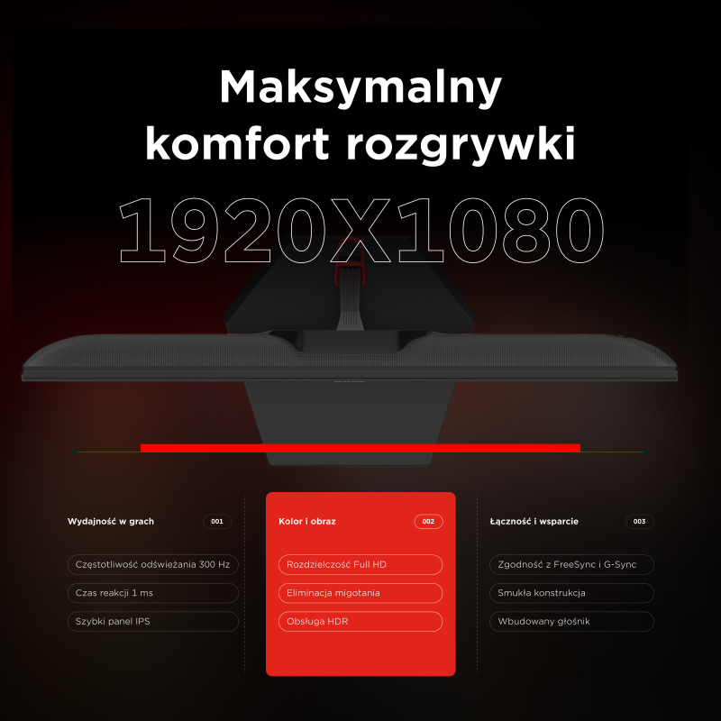Rampage Crimson Monitor gamingowy 24,5'' 300Hz 1 ms Fast IPS