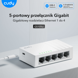 CUDY GS105U | przełącznik sieciowy, 5-portowy, Gigabit, Meta… | PartsPC.pl