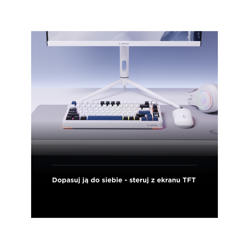 Rampage Quell Pro bezprzewodowa klawiatura mechaniczna Ekran, Gasket, Hot-Swap 2,4G + BT