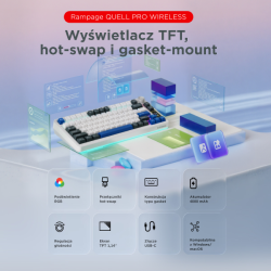Rampage Quell Pro bezprzewodowa klawiatura mechaniczna Ekran, Gasket, Hot-Swap 2,4G + BT