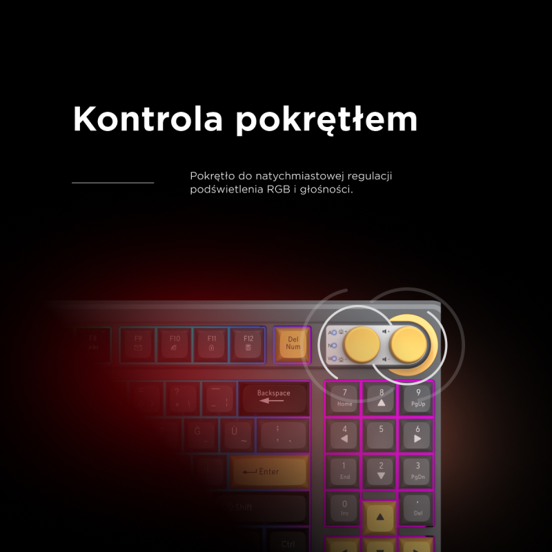 Rampage klawiatura gamingowa CYCLONE KNOB RGB 90%