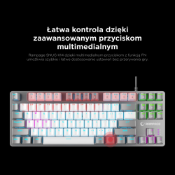 Rampage Klawiatura gamingowa mechaniczna Snug RGB KRGD Red biało-szara