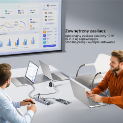 Unitek Aktywny Hub USB-C  3x USB-C 10Gbps  4x USB-A 5 Gbps z zasilaczem