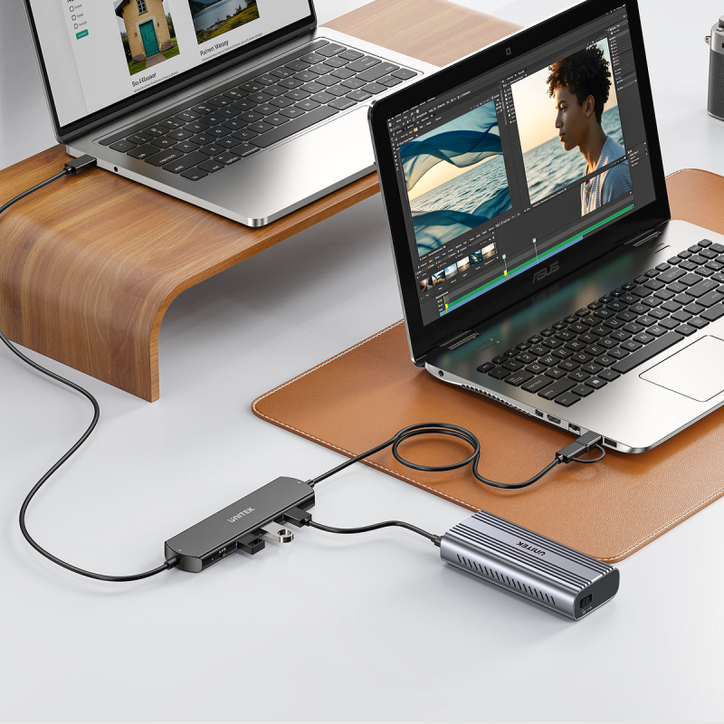 Unitek KVM Hub 10 Gbps – przełączanie między 2 hostami, 3×USB-A