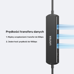 Unitek KVM Hub 10 Gbps – przełączanie między 2 hostami, 3×USB-A