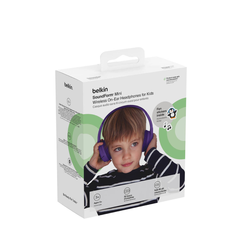 Belkin Słuchawki nauszne dla dzieci, bezprzewodowe, fioletowe