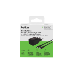 Belkin Ładowarka USB-C 25W PD 3.1, kompaktowa, kabel USB-C, czarna