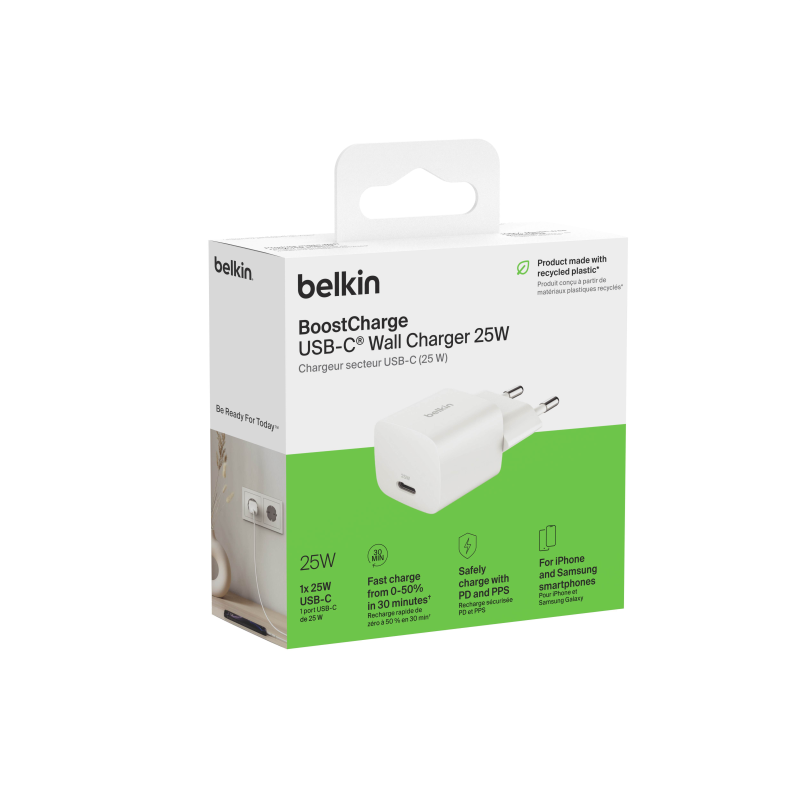 Belkin Ładowarka USB-C 25W PD 3.1, kompaktowa, biała