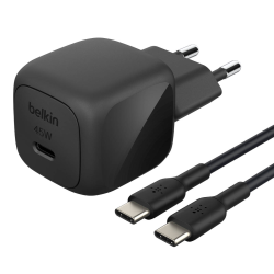 Belkin Ładowarka USB-C 45W, PD 3.1, BoostCharge, kompaktowa, kabel USB-C, czarna
