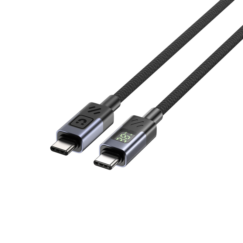 Unitek Przewód USB-C PD 60W 480Mbps z wyświetlaczem 2m z oplotem czarny