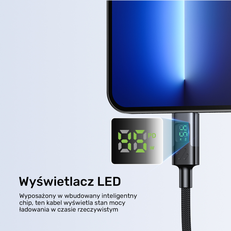 Unitek Przewód USB-C PD 60W 480Mbps z wyświetlaczem 3m z oplotem czarny