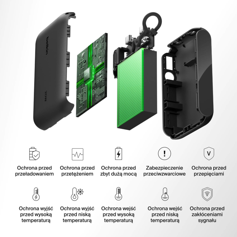 Belkin Powerbank 10 000 mAh, 2x USB-C 20W, czarny