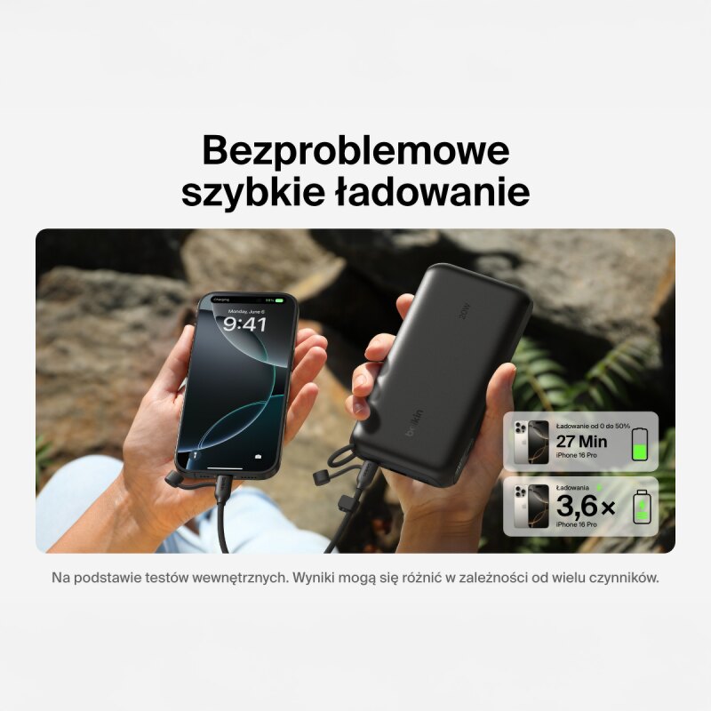 Belkin Powerbank 20 000 mAh, 2x USB-C 20W, USB-A, czarny | PartsPC.pl
