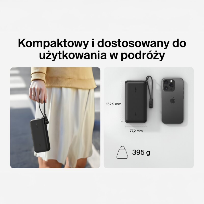 Belkin Powerbank 20 000 mAh, 2x USB-C 20W, USB-A, czarny | PartsPC.pl