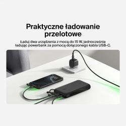 Belkin Powerbank 20 000 mAh, 2x USB-C 20W, USB-A, czarny | PartsPC.pl