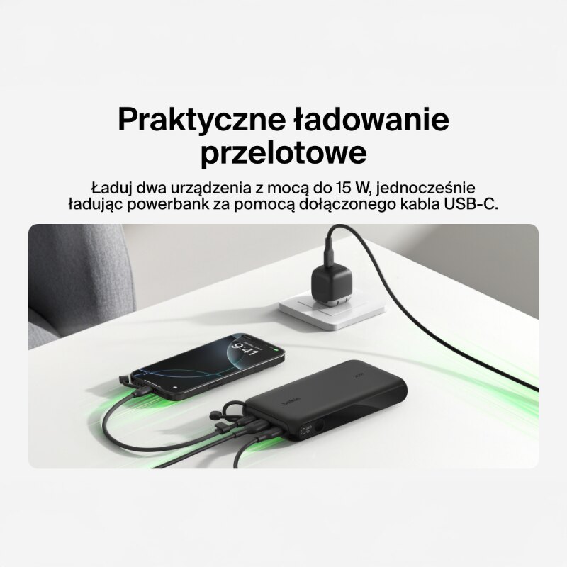 Belkin Powerbank 20 000 mAh, 2x USB-C 20W, USB-A, czarny | PartsPC.pl