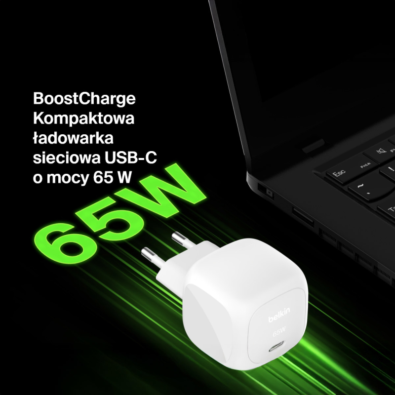 Belkin Ładowarka USB-C 65W, Compact, biała