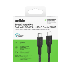 Belkin Kabel USB-C na USB-C 240 W, BoostCharge Pro, 1m, czarny