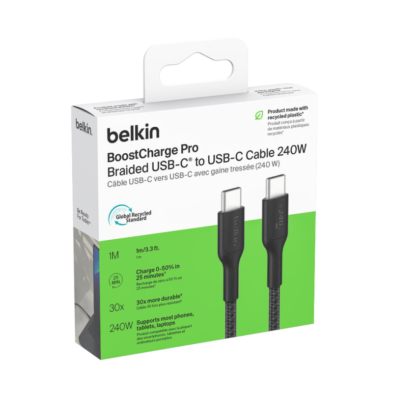 Belkin Kabel USB-C na USB-C 240 W, BoostCharge Pro, 1m, czarny