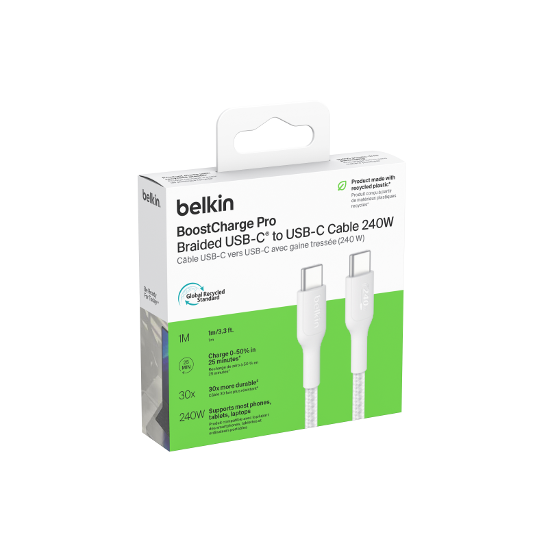 Belkin Kabel USB-C na USB-C 240W, BoostCharge Pro, 1m, biały