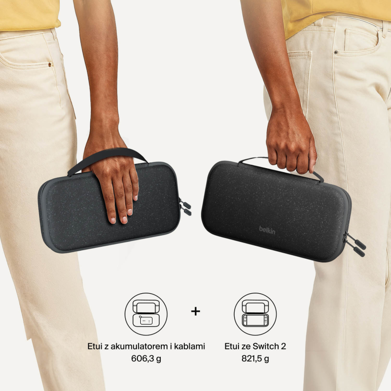 Belkin Etui ładujące na Nintendo Switch 2, powerbank 10 000 mAh, 2x USB-C 20W, czarne