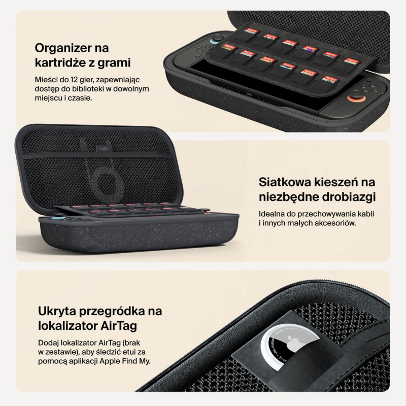 Belkin Etui ładujące na Nintendo Switch 2, powerbank 10 000 mAh, 2x USB-C 20W, czarne